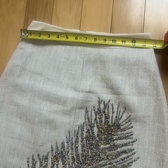 Tory Burch linen pencil midi skirt with rhinestone embroidery 4 - Picture 4 of 7